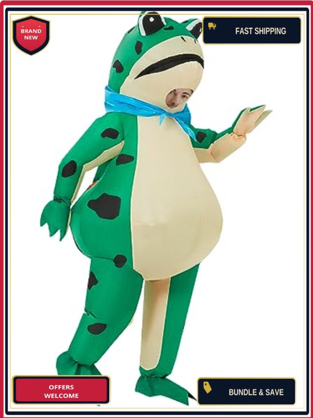 Inflatable Frog Costume Adult Polyester Blow-Up Suit Halloween Cosplay